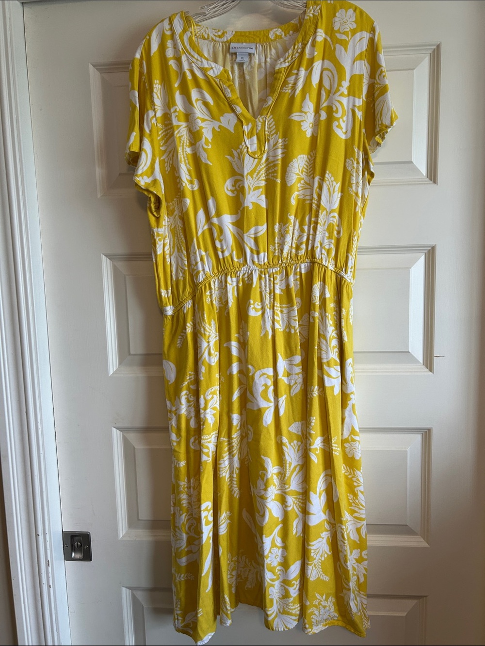 Liz Claiborne Yellow and White Floral High-Low Dress